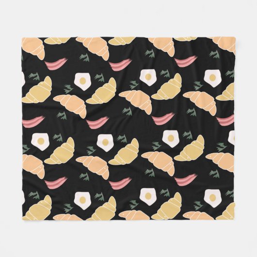 Breakfast Ham en Cilantro Eggs op een croissant Fleece Deken (Voorkant (Horizontaal))