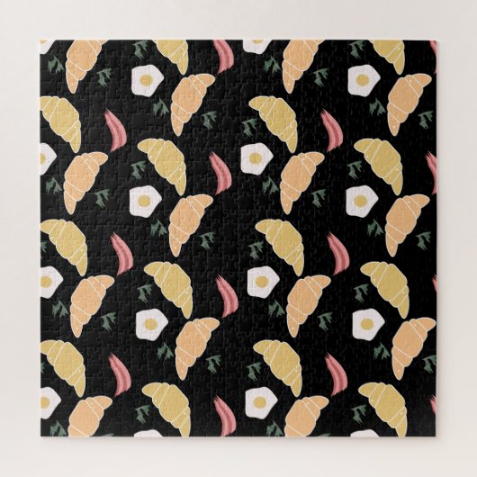 Breakfast Ham en Cilantro Eggs op een croissant Legpuzzel (Verticaal)