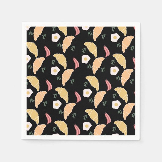 Breakfast Ham en Cilantro Eggs op een croissant Servet (Voorkant)