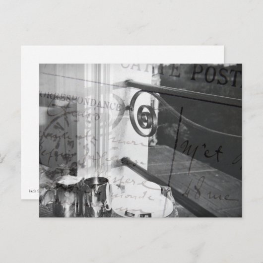 Breakfast in Parijs, Black and White Post-Card Briefkaart (Voorkant / Achterkant)