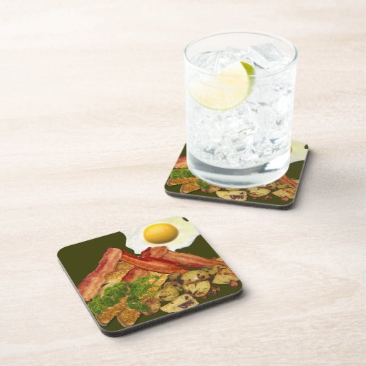 Breakfast Landscape Bacon Eggs Bier Onderzetter (Rechterzijde)