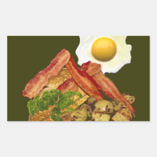 Breakfast Landscape Bacon Eggs Rechthoekige Sticker (Voorkant)