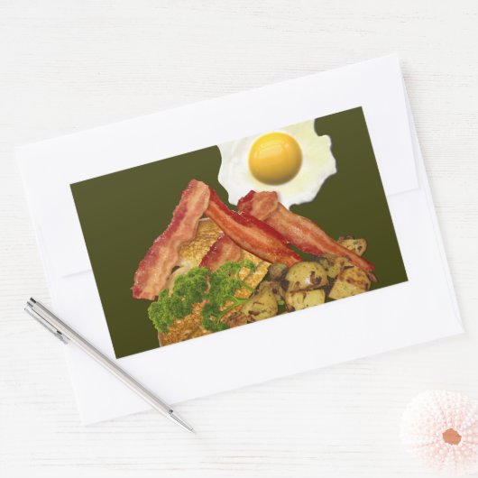 Breakfast Landscape Bacon Eggs Rechthoekige Sticker (Envelop)