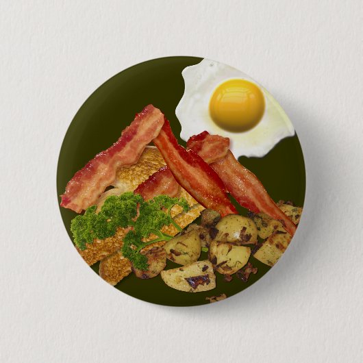 Breakfast Landscape Bacon Eggs Ronde Button 5,7 Cm (Voorkant)