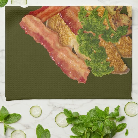 Breakfast Landscape Bacon Eggs Theedoek (Gevouwen)