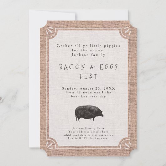 Breakfast of Brunch Picnic Party for Bacon Lovers Kaart (Achterkant)