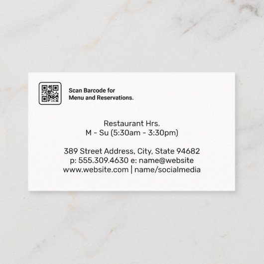 Breakfast on Table | Cafe Visitekaartje (Achterkant)