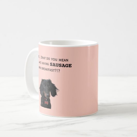 Breakfast SaUSE Funny Dachshund Mok (Voorkant links)