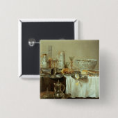 Breakfast still Life, 1638 Vierkante Button 5,1 Cm (Voorkant /achterkant)