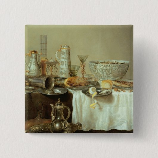 Breakfast still Life, 1638 Vierkante Button 5,1 Cm (Voorkant)