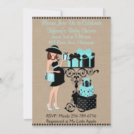 Breakfast Thereing Blue Aqua Baby shower Invite Kaart (Voorkant)