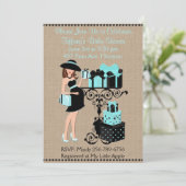 Breakfast Thereing Blue Aqua Baby shower Invite Kaart (Staand voorkant)