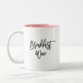 Breakfast Wine Funny Cute Quote Tweekleurige Koffiemok (Links)