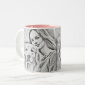 Breakfast Wine Funny Cute Trendy Quote Tweekleurige Koffiemok (Voorkant links)