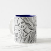 Breakfast Wine Funny Cute Trendy Quote Tweekleurige Koffiemok (Voorkant links)