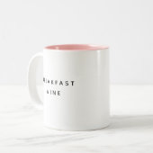 Breakfast Wine Funny Cute Trendy Quote Tweekleurige Koffiemok (Voorkant links)