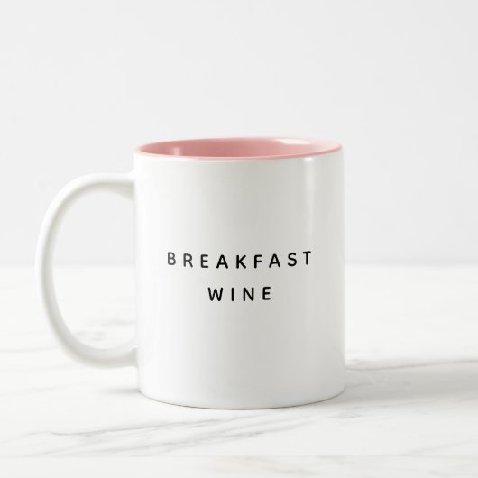 Breakfast Wine Funny Cute Trendy Quote Tweekleurige Koffiemok (Links)