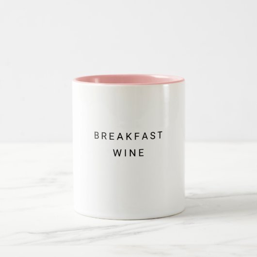 Breakfast Wine Funny Cute Trendy Quote Tweekleurige Koffiemok (Center)