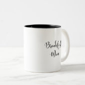 Breakfast Wine Funny Humor Wine Quote Trendy Tweekleurige Koffiemok (Voorkant rechts)