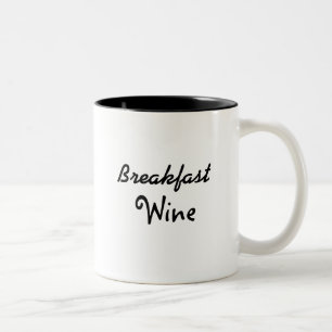 Breakfast Wine Funny Quote Coffee Humor Tweekleurige Koffiemok