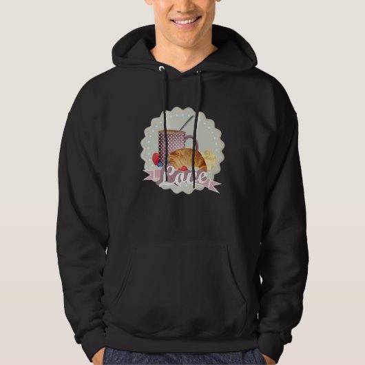 Breakfast with love croissant coffee and berries hoodie (Voorkant)