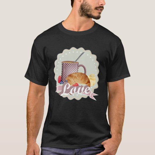 Breakfast with love croissant coffee and berries t-shirt (Voorkant)