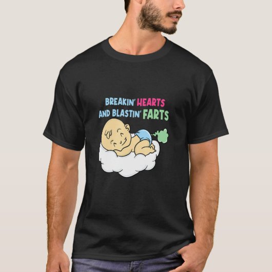 Breakin Hearts Blastin Farts Baby Papa T-shirt (Voorkant)