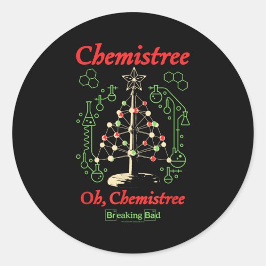 Breaking Bad Oh Chemistree Funny Christmas Science Ronde Sticker (Voorkant)