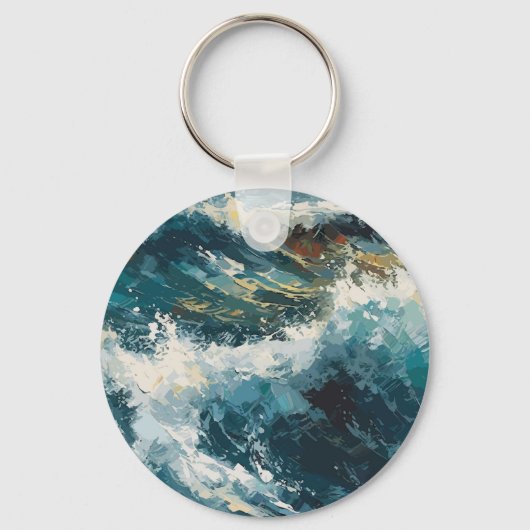 Breaking Beach Waves Gepersonaliseerde Sleutelhang Sleutelhanger (Achterkant)