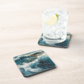 Breaking Beach Waves thema Schilderen Bier Onderzetter (Rechterzijde)