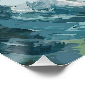 Breaking Beach Waves thema Schilderen Perfect Poster (Hoek)