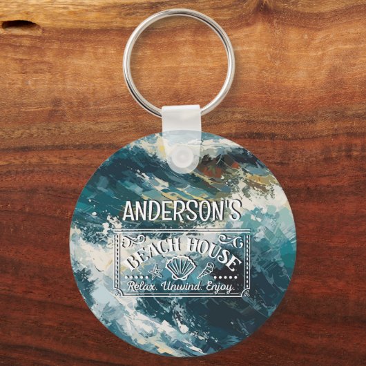 Breaking Beach Waves Uw avontuur begint Sleutelhanger (Voorkant)