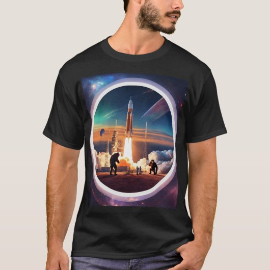 Breaking Free: Rocket Launch Gravity T-Shirt Desig (Voorkant)
