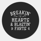 Breaking Hearts And Blasting Farts Kids Funny  Ronde Sticker (Voorkant)