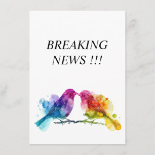 Breaking NEWS grappige LGBTQ+ Regenboog Lovebirds Informatiekaartje