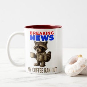Breaking News: Mijn Koffie Is Op – Noodkoffie Tweekleurige Koffiemok