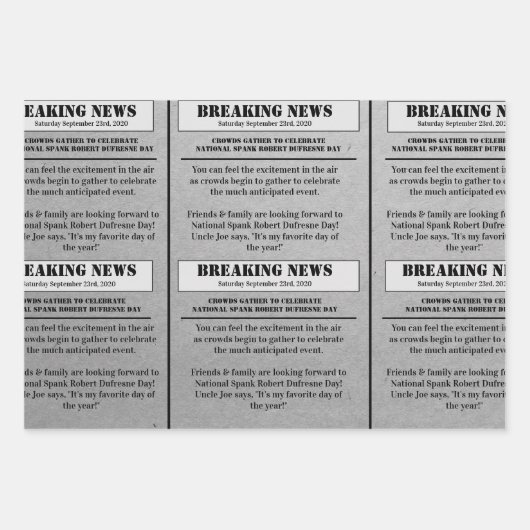 Breaking News Speciaal Dagblad Inpakpapier Vel (Voorkant)