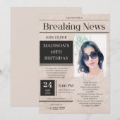 Breaking News Uitnodiging voor verjaardag (Voorkant / Achterkant)