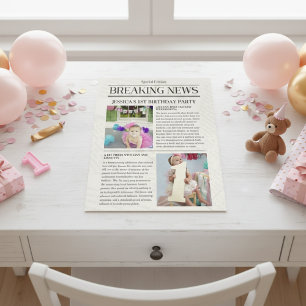 Breaking News Voorpagina Krant 1e Verjaardag Poster