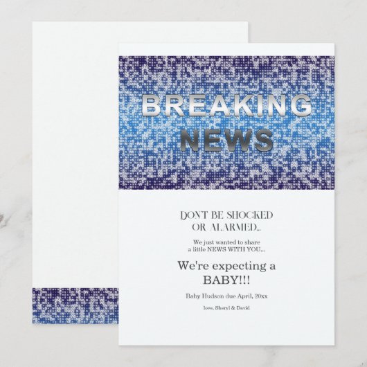 Breaking News Zwangerschapsaankondiging Aankondiging (Voorkant / Achterkant)