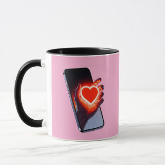 Breaking Screen Heart Optical Illusion Mug Design Mok