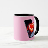 Breaking Screen Heart Optical Illusion Mug Design Mok (Voorkant rechts)