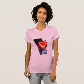 Breaking Screen Heart Optical Illusion T-Shirt Des (Voorkant volledig)