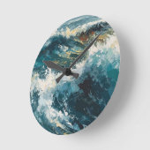 Breaking strand golven schilderij thema ronde klok (Hoek)