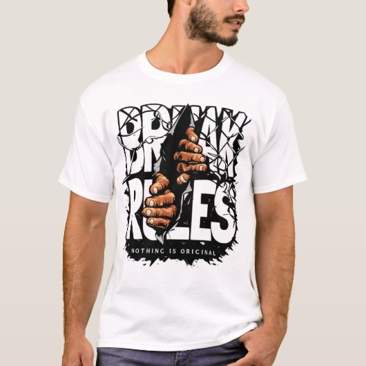 Breaking the Rules Street Art Graphic T-Shirt – Bo (Voorkant)