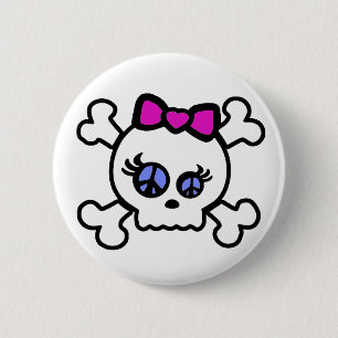 Breaking vierde komische Button; HellzGurl Skull L Ronde Button 5,7 Cm