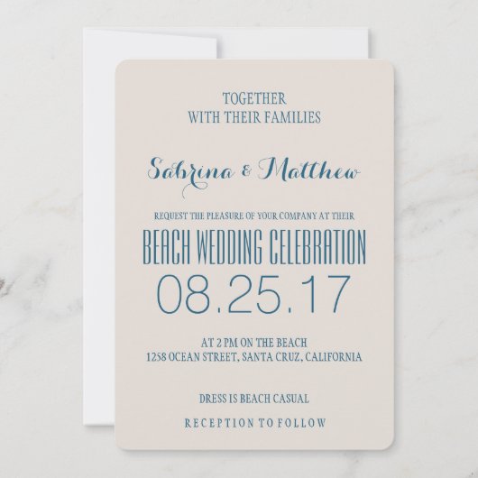 Breaking Waves Destination We doen het bruiloft Kaart (Achterkant)