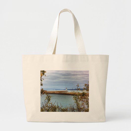 Breakwall door de bomen grote tote bag (Voorkant)