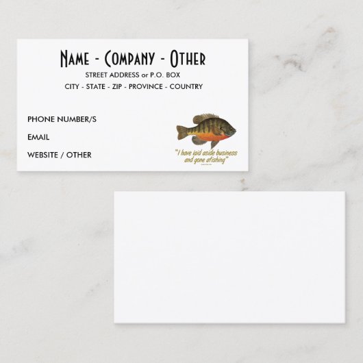 Bream Fisherman Visitekaartje (Voorkant / Achterkant)