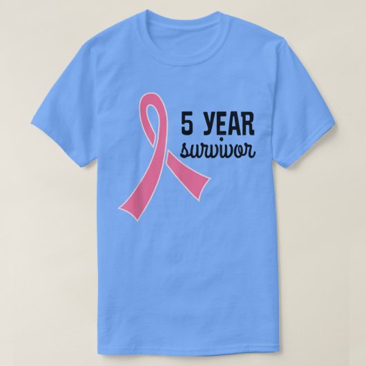 Breast Cancer 5 Year Survivor  Pink Ribbon Tee  T-shirt (Design voorkant)